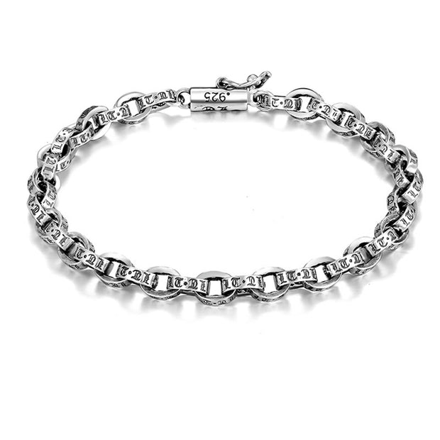 Buddha Stones 925 Sterling Silver Om Mani Padme Hum Carved Design Creativity Metal Bracelet (Extra 30% Off | USE CODE: FS30) - image 1
