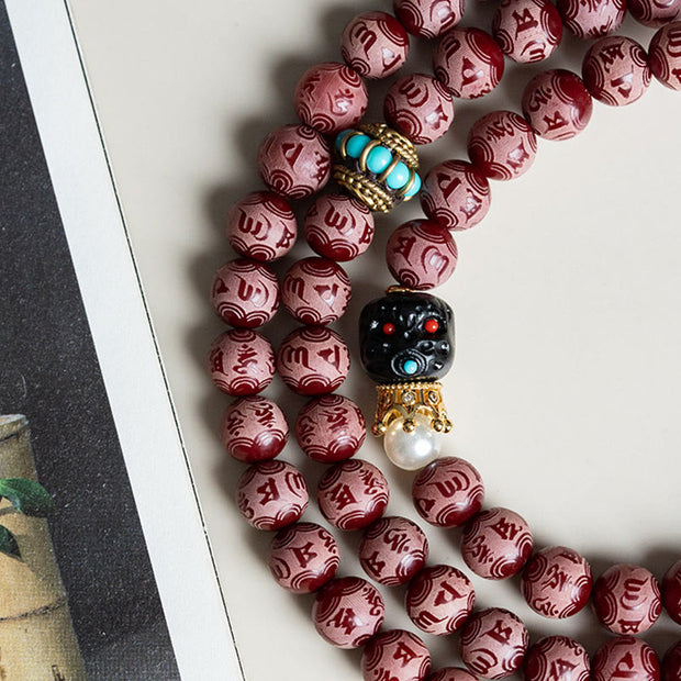 Buddha Stones Red Bodhi Seed Om Mani Padme Hum Lotus Engraved Harmony Bracelet (Extra 30% Off | USE CODE: FS30) - image 7