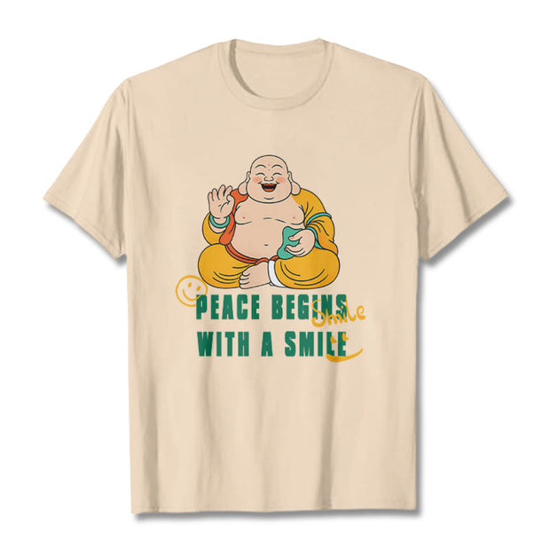 Buddha Stones Peace Begins With A Smile Tee T-shirt