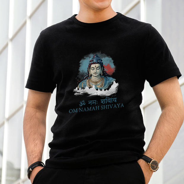 Buddha Stones Sanskrit OM NAMAH SHIVAYA Colorful Clouds Tee T-shirt
