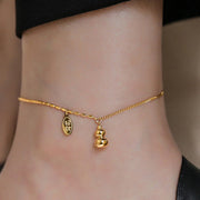 FREE Today: Wealth Prosperity 18k Gold Plated Copper Lucky Gourd Design Buckle Anklet FREE FREE 11