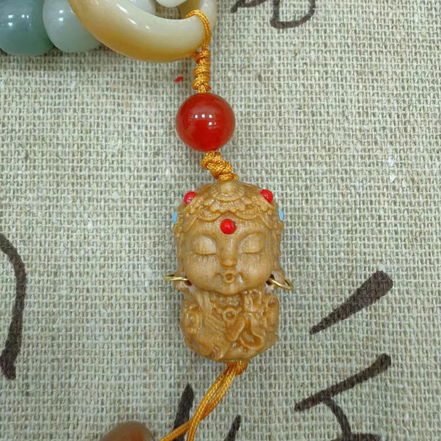 Buddha Stones 108 Mala Beads Gradient Bodhi Seed Green Tara Buddha Engraved Peace Harmony Bracelet Mala Bracelet BS 9