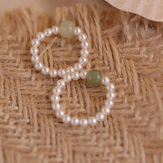 Buddha Stones Round Jade Pearl Beads Luck Ring 8