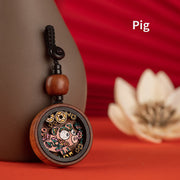 Buddha Stones Year Of The Dragon Hand Painted Chinese Zodiac Rosewood Carved Calm Key Chain (Extra 35% Off | USE CODE: FS35) - Pig - image 22