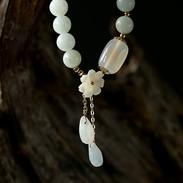 Buddha Stones "Hoping for Purity and Peace"Natural White Jade Bracelet Includes Gift Message Card - image 4