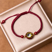 Buddha Stones Lucky Cinnabar Red String Yin Yang Symbol Bagua Blessing Bracelet Bracelet BS 6