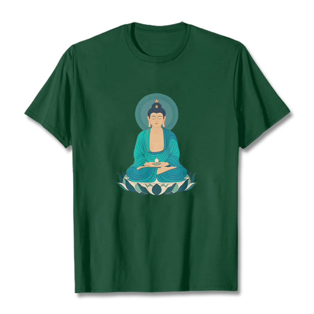 Buddha Stones Lotus Meditation Buddha Tee T-shirt T-Shirts BS ForestGreen 2XL