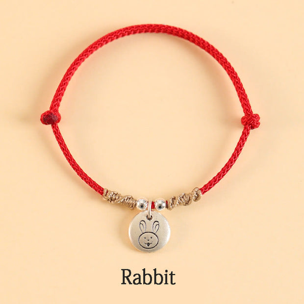Buddha Stones Handmade 999 Sterling Silver Year of the Dragon Cute Chinese Zodiac Luck Braided Bracelet (Extra 35% Off | USE CODE: FS35) - Red Rope - Rabbit(Wrist Circumference 14-17cm) - image 16