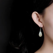 Buddha Stones Hetian White Jade Water Drop Luck Blessing Dangle Earrings (Extra 30% Off | USE CODE: FS30) - image 2