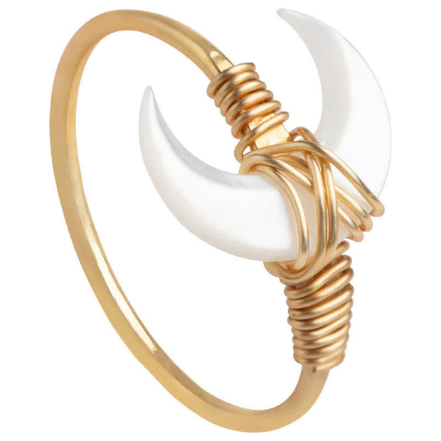 Buddha Stones Natural Tridacna Stone Moon 14K Gold Blessing Ring (Extra 30% Off | USE CODE: FS30) - image 11