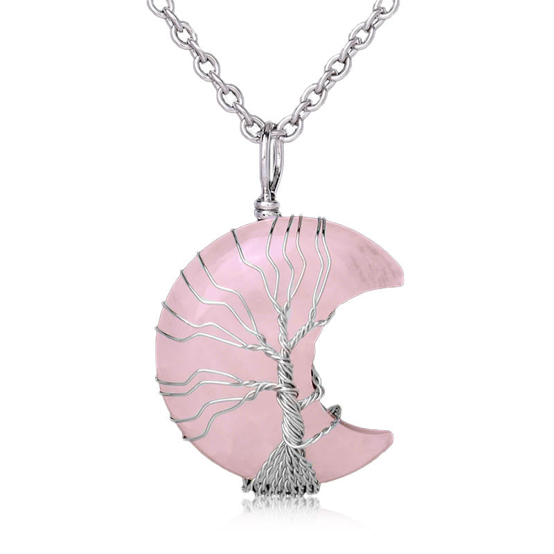 Buddha Stones Natural Quartz Crystal Moon Tree Of Life Healing