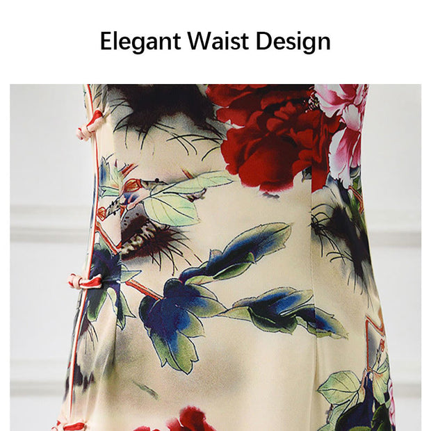 Buddha Stones Peony Flower Print Cheongsam Dress Women's Qipao (Extra 30% Off | USE CODE: FS30) - image 8