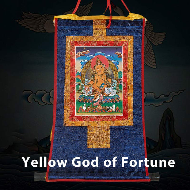 Buddha Stones Tibetan Framed Thangka Blessing Protection Decoration (Extra 30% Off | USE CODE: FS30) - Yellow God of Fortune - image 10