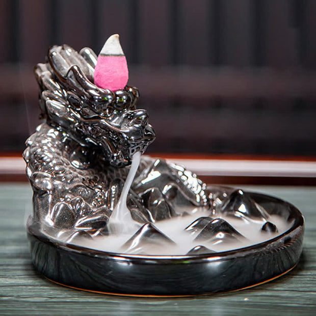 Dragon Pattern Ceramic Backflow Smoke Fountain Incense Burner Decoration (Extra 35% Off | USE CODE: FS35) - image 12