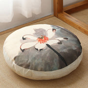 Buddha Stones Lotus Simple Pattern Linen Meditation Seat Cushion Home Living Room Decoration