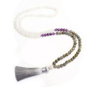 Buddha Stones 108 Mala Beads White Agate Amethyst Black Glitter Stone Protection Bracelet (Extra 35% Off | USE CODE: FS35) - image 3