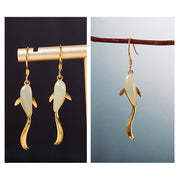 FREE Today: Luck and Healing Fish Pattern Jade Dangle Drop Earrings