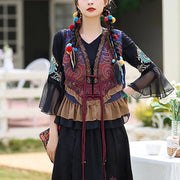 Buddha Stones Jacquard Embroidery Design Sleeveless Vest