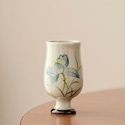 Buddha Stones Hand Painted Lotus Flower Ceramic Teacup Kung Fu Tea Cup Cup BS 3cm*7.5cm*35ml
