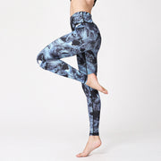 Buddha Stones Mist Leaves Print Sports Exercise Fitness Leggings Women's Yoga Pants Women's Leggings BS LightSteelBlue XL(Fit for US8-10; UK/AU12-14; EU40-42)