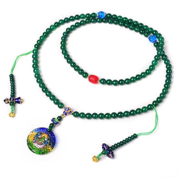 Buddha Stones 108 Mala Beads Natural Green Agate Bodhisattva Green Tara Manifestation Charm Bracelet Bracelet Mala BS 4