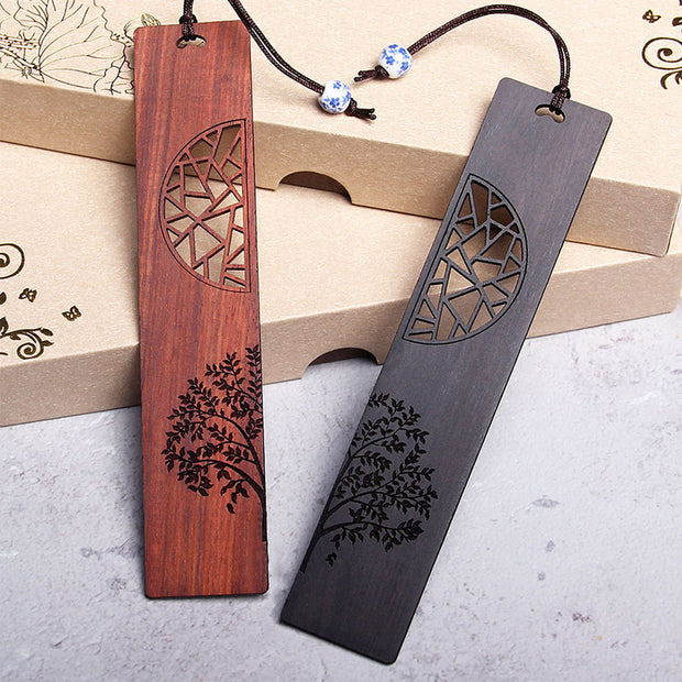 Buddha Stones The Tree of Life Ebony Wood Small Leaf Red Sandalwood Bookmarks With Gift Box (Extra 30% Off | USE CODE: FS30)