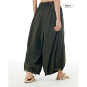 Buddha Stones Solid Color Loose Elastic Waist Wide Leg Pants With Pockets 13