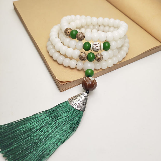 White Bodhi Seed Mala 108 Beads Protection Bracelet Bracelet BS main