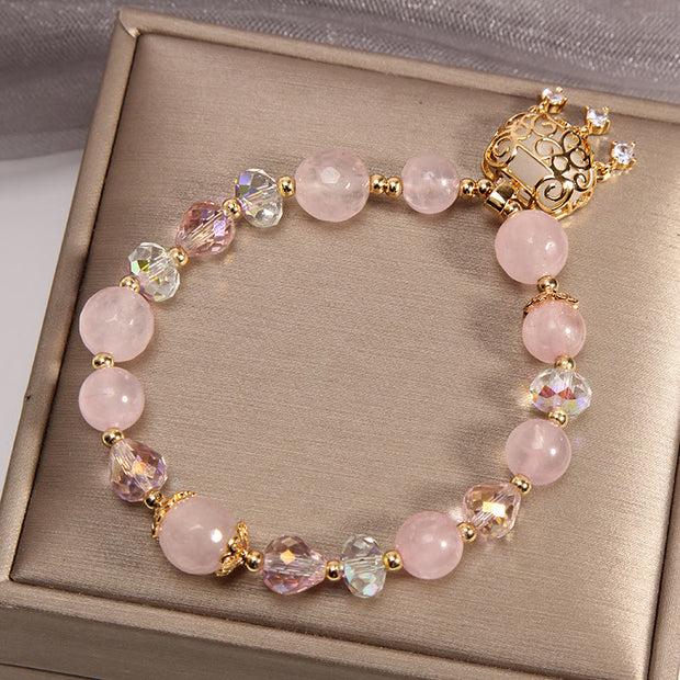 Buddha Stones Natural Pink Crystal Soothing Protection Bracelet