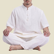 Buddha Stones Spiritual Zen Meditation Prayer Practice Cotton Linen Clothing Men's Set