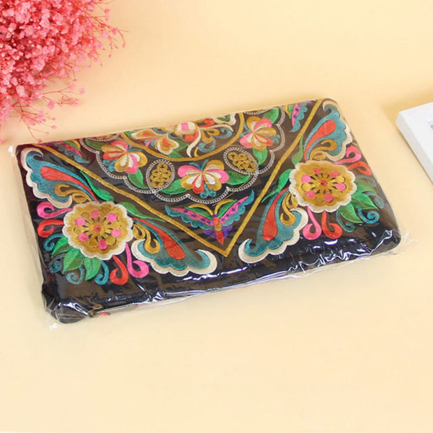 Buddha Stones Dragon Butterfly Cosmos Flower Embroidery Wallet Shopping Purse