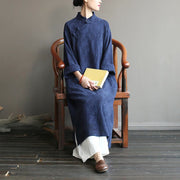 Buddha Stones Flower Jacquard Midi Dress Long Sleeve Cotton Linen Dress Wide Leg Pants With Pockets 6