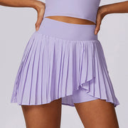 Buddha Stones Polo Collar Crop Tank Top Tennis Skirts Pleated Shorts With Pocket Sports Yoga Outfits 2-Piece Outfit BS Purple Shorts XL