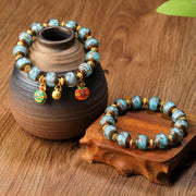 Buddha Stones Gold Swallowing Beast Family Charm Liuli Glass Bead Fortune Bracelet - image 6