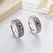 Buddha Stones 925 Sterling Silver Embedded Red Agate Auspicious Clouds Logical Thinking Ring 1