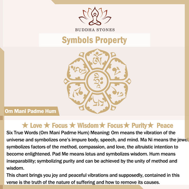 Buddha Stones Om Mani Padme Hum Double Dorje Copper Engraved Wisdom Bracelet