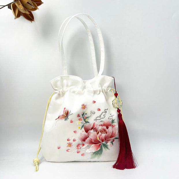Buddha Stones Suzhou Embroidery Lotus Deer Epiphyllum Peony Rabbit Cotton Linen Tote Crossbody Bag Shoulder Bag Handbag 16