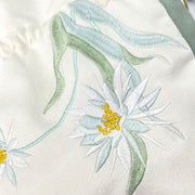 Buddha Stones Embroidered Butterfly Lotus Magnolia Cotton Linen Tote Crossbody Bag Shoulder Bag Handbag Crossbody Bag BS 16