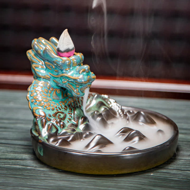 Dragon Pattern Ceramic Backflow Smoke Fountain Incense Burner Decoration (Extra 35% Off | USE CODE: FS35) - image 4