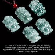 Buddha Stones Natural Green Jade Chinese God of Wealth Caishen Ingot Abundance Necklace Pendant