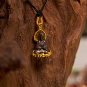 Buddha Stones Alloy Kwan Yin Avalokitesvara Wealth Rope Necklace Pendant
