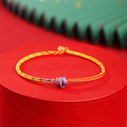 Buddha Stones Handcrafted Colorful Purple Gold Red Braid Rope Bracelet