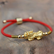 Buddha Stones 24K Gold-Plated PiXiu Luck Red String Bracelet Bracelet BS 3
