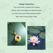 Buddha Stones Natural White Chalcedony Peace Buckle Lotus Pendant S925 Sterling Silver Necklace 8