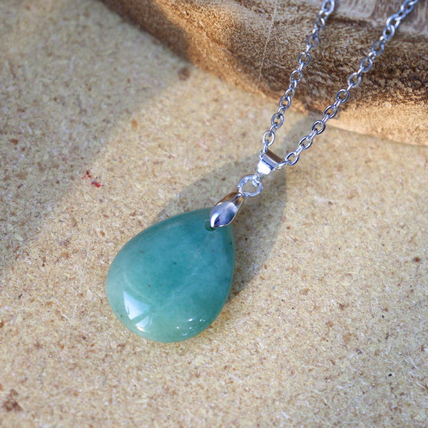Buddha Stones Natural Crystal Gemstone Water Drop Spiritual Necklace Pendant