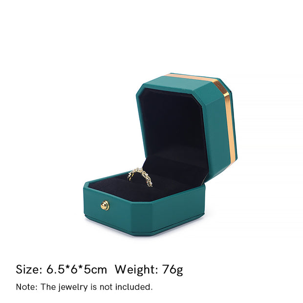 Buddha Stones Jewelry Storage Box PU Leather Gift Box - Green - Ring Box (6.5*6*5cm) - image 23