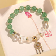 Buddha Stones Green Strawberry Quartz Amethyst Crystal Dreamcatcher Healing Bracelet 2