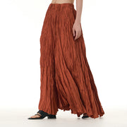 Buddha Stones Solid Color Loose Long Elastic Waist Skirt 105
