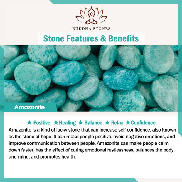 Buddha Stones Natural Amazonite Stone Healing Lotus Mala Bracelet