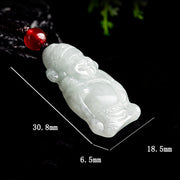 Buddha Stones Natural Jade Chinese God of Wealth Caishen Ingot Luck Necklace Pendant Necklaces & Pendants BS 8